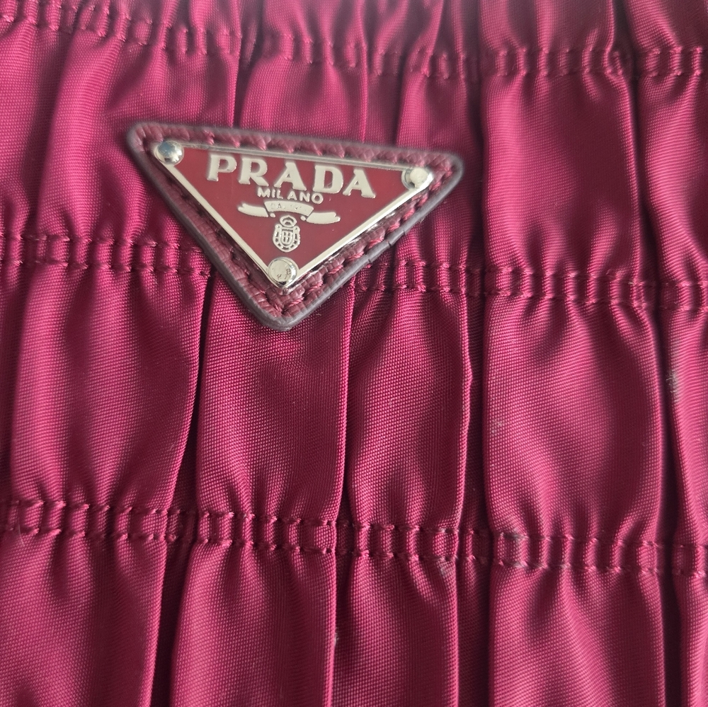 Prada Fabric and Leather Pink Handbag. - Picture 16 of 17